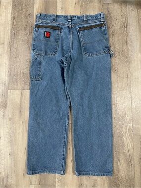 Wrangler Blue Denim Jeans with Red Patch Detail